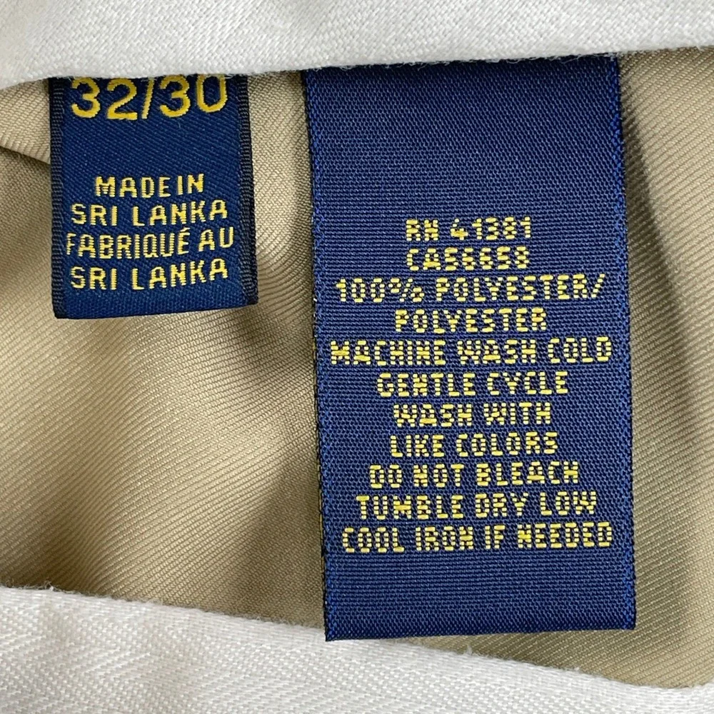 Polo Ralph Lauren Pants Mens 32/30 Tan Slim Fit Chino Trousers Khaki Polyester - Picture 4 of 10